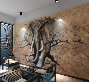 Prispôsobiť akejkoľvek veľkosti Tapety nástenná maľba 3D Stereo Úľavu Slon stene na Pracovisku Pozadia, Tapety 3d podlahy