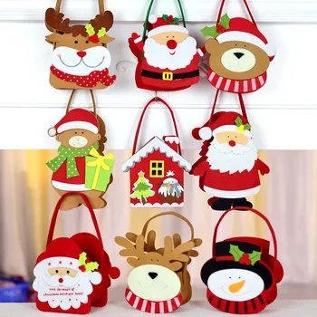 5 ks/Veľa Deti Roztomilé Vianoce Candy Bag Box Santa Claus Snehuliak Elk Kabelka Apple Tašky Dieťa šťastné a Veselé Vianoce, Deti Candy Kabelky