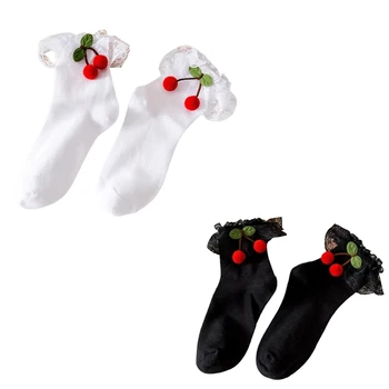 Ženy Rozstrapatené Čipky Posádky Ponožky Plyšové Cherry Luk Princezná Pančuchový Tovar