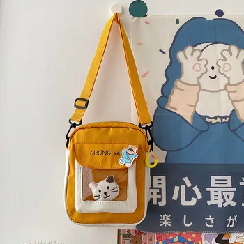 Roztomilé Mačka Plátno Malá Taška Ženy Cartoon Taška Nové Letné Malé Čerstvé Študent Japonský Hit Farba Ramenný Messenger Taška