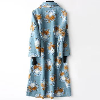 Kabát Ženy kórejský Skutočné Kvetinové Zime Teplé Jahňacie Kožušiny Bunda Elegantné Vlnené Kabát Abrigos Mujer Invierno 2020 WPHPC25 YY699