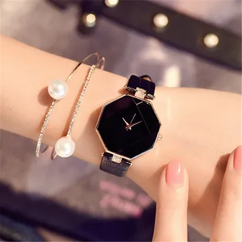 2020 Ženy Sledujte Fashion Kryštál, diamant hodinky dámske šaty hodinky elegantné kožené quartz hodinky Geometrické Relogio Feminino