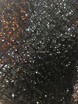 Čierne lesklé flitre, Afriky francúzskej čipky textílie, India večerné šaty textílie, 2017 nové Nigéria flitrami priadza
