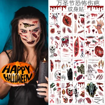 16 Kusov Halloween Atmosféru Tetovanie Nálepky Jaziev Tetovanie Strany Strašidelné Tetovanie Až Tetovanie Eco-friendly Halloween Nálepky