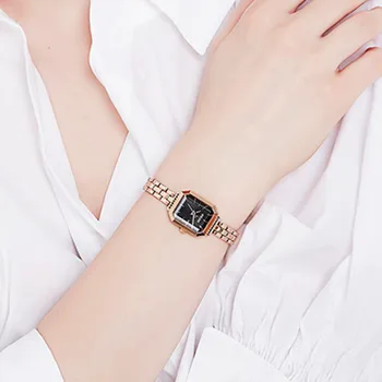 Dámske Hodinky kórejský Módne Obdĺžnikový ciferník Oceľovou watchband Náramok lady zápästie quartz hodinky
