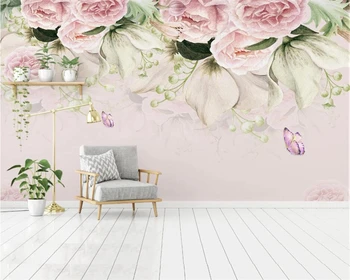 beibehang Vlastné nové dekoratívne maľby, tapety Nordic minimalistický kvet, motýľ pozadí steny steny papiere domova