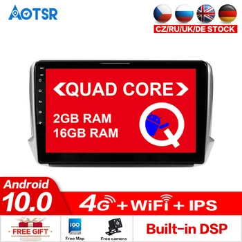 AOTSR Android 10.0 16GB Auto Multimediálny Prehrávač Pre Peugeot 2008 208 2011-2019 1 din Stereo rádio GPS Tracker hlavu jednotka Stereo