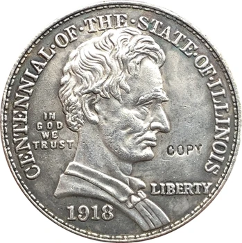 USA Dolár Štátu Illinois Výročie 1918 MINCE KÓPIU 30.61 mm