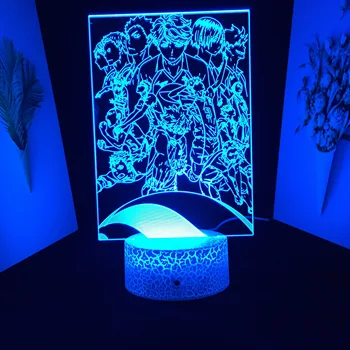 Haikyuu Obrázok Skupiny 3D LED Nočné Svetlo Crack Biela základné Svetlo pre Dieťa Narodeniny Darček Manga Spálňa Decor Anime Deco stolná Lampa