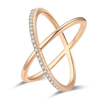 2022 Nové Luxusné Prírodné Zirkón Prstene pre Ženy Móda 585 Rose Gold Geometrie Kríž Krúžok Vintage Svadba Šperky Crystal Darček
