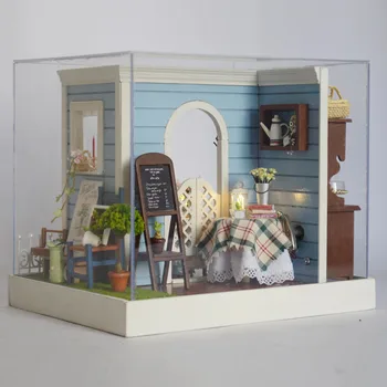 LED Mini Tortu Inn doll house nábytok diy domček pre bábiky dreva diy doll house miniatúrny domček pre bábiky s nábytkom deti, puzzle, Hračky, darčekové