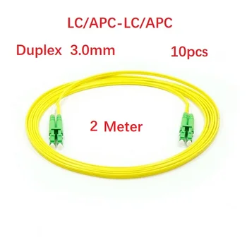 2Meter 10pcs LC/APC-LC/APC Jednom Režime G652D Duplex Core 3.0 mm Žltá LSZH Bunda Optický Patch Kábel