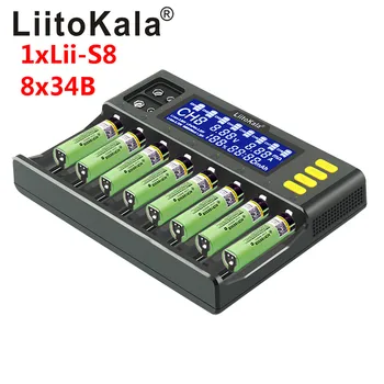 LiitoKala Lii-S8 18650 26650 21700 9V LCD Nabíjačka + 18650 3400mAh NCR18650B + 18650 3000mah HG2