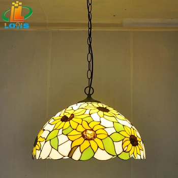 40 CM Slnečnice Európskej Lustre Tiffany Sklo Starožitné Lampy Kuchyni, Obývacej Izbe, Konferenčný Stolík Módne Osvetlenie Hanglampen
