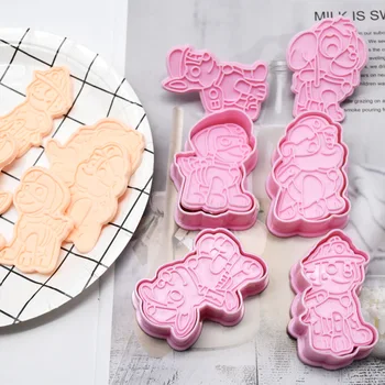 6 Ks/Set DIY Vianočné Cartoon Wang Ming Tím Biscuit Plesne Cookie Cutter 3D Sušienky Formy na Pečenie Plesne Cookie Zdobenie Nástroje
