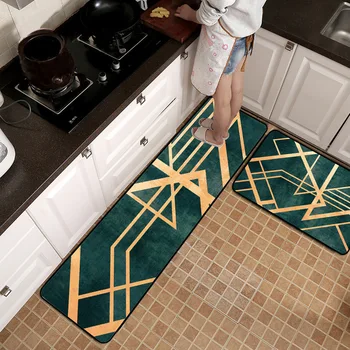 Móda Nordic luxusné Zlaté linky Kuchyňa non-slip mat Drevené podlahy ochrany koberec Spálňa nočné koberec plyšové dvere mat