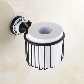 Black wc tkaniva kôš kozmetické úložný box, Mosadz Retro papier polica kôš, stojan, Meď kúpeľňa papier, držiaky na stenu