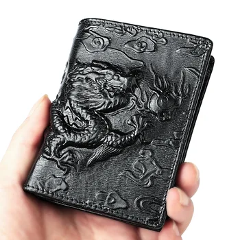 pánske peňaženky hornej vrstvy kože osobnosti krátke peňaženky RFID mužov populárne peňaženky Dragon totem vzor módne 2021 nové