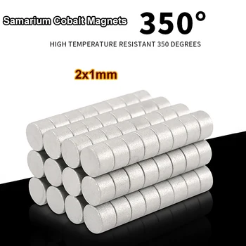 10-200PCS 2x1mm Kolo Samária Kobaltu Silné Magnety Mini SmCo Disk Magnet 350℃ Vysokým teplotám