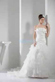 2021 módne skutočné fotografie nový dizajn vrúbkovaným vlastná veľkosť luxusné svadobné šaty vziať biele plus veľkosť Svadobné Šaty na Mieru