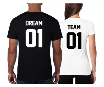 Sugarbaby Dream Team Pár T-Shirt čierna biela pár darov Krátky Rukáv Fashion Zodpovedajúce T shirt Pár Móda Tees