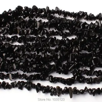 5-8 mm Prírodné Black Chip Tvar Obsidian DIY Voľné Korálky Strand 32