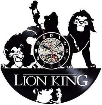 Lion King Vinyl Nástenné Hodiny detskej izby Moderný Dizajn Hrať Miestnosti 3D Visí Hodiny Umenie Domova Darčeky pre Deti