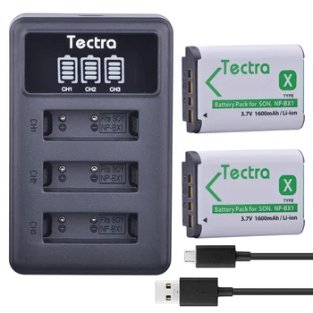 Tectra 2 ks NP-BX1 NP BX1 Fotoaparát Bateria + LED Displej, USB, 3-Slot Nabíjačka pre Sony DSC-RX100 RX1 HDR-AS15 AS10 HX300 WX300