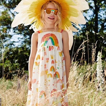 Dievča Rainbow, Šaty Letné Batoľa Oblečenie, Detské bez Rukávov Kvetinový Vzor, Šatka Šaty 1-8Y