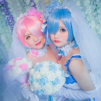 Re:Život v inom svete od nuly Ram/Rem svadobné šaty Flower cosplay Halloween Karneval Anime Expro svadobné kytice