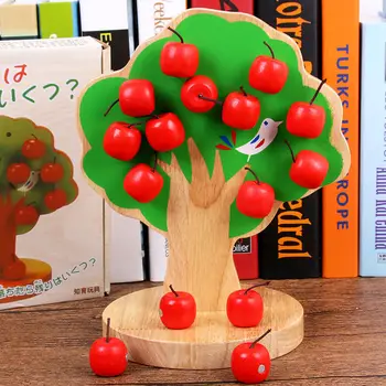 Drevené Deti Montessori Hračky Puzzle Magnetické Apple Tree Deti Interaktívne Hry, Hračky Dieťa Vybrať Ovocie Vzdelávacie Hračka Matematika