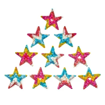 20pcs/veľa Luxusných 3d Perličiek Diamond Star Výšivky Patch Rainbow Ženy, Oblečenie, Dekorácie, Šitie Doplnkov Plavidlá Diy Nášivka