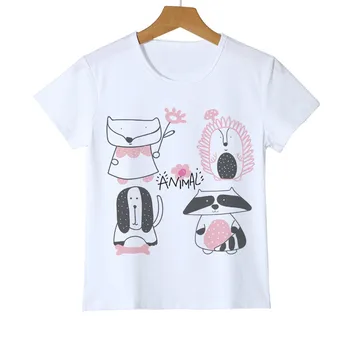 Dieťa T-shirt Fox/pes/Mýval / ježko Tlačiť Bežné tričko Dievča Tričko Letné Baby tees Najnovšie Dospievajúce Deti Topy čaj