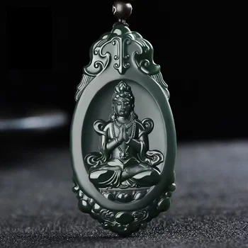 Mai Chuang/ On Tian Cyan Jade Modlí Guanyin Náhrdelník Prívesok, Ručne Vyrezávané Módne, Elegantné Osobnosti Šperky Mužov Pár Darček