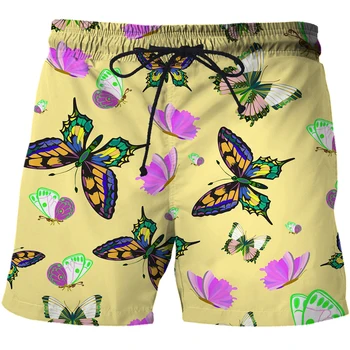 Letné mužov Cartoon Butterfly grafika pláži Havajské šortky HAILANG hip hop bežné abstraktné quick-dry basketbal športové nohavice