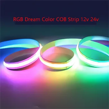 5m 12v 24v LED COB Pixel RGB Pásy Sen Farba KLASU Pásy RGB Magické Farby Premenlivé Farby Skok Flexibilné Pásky 12mm KTV Bar Shop