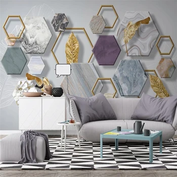 Vlastné tapetu 3D nástenná maľba Nordic minimalistický kameň geometrie gold leaf obývacia izba, TV joj, nástenné maľby nástenné 3d tapety