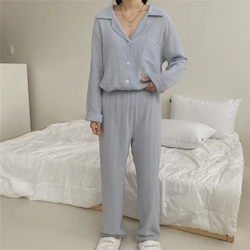 jednofarebné pár voľné pyžamo nastaviť muži ženy bežné jar pohodlné oblečenie pre voľný čas elastický pás priateľka pjs pijama sady