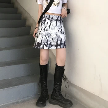 Kórejský Módne Trendy tie Dye Klub Sukne pre Dámske 2021 Letné Oblečenie Dievčatá Gotický Streetwear Extrémne Sexy Mini Micro Sukne