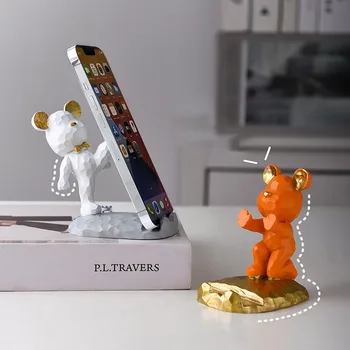 Násilné Medveď Dekorácie Svetla Luxusný Mobilný Telefón Držiak Domov Obývacia Izba Štúdia Desktop Krásne, Lenivý Človek Držiak Dekorácie