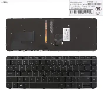 NÁS Klávesnica pre Notebook HP EliteBook 840 G3 848 G3 840 G4 848 G4 745 G3 745 G4 ŠEDÝ RÁM ČIERNY s bodom Podsvietený