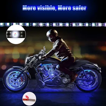 12 Ks 5050 SMD Flexibilné Pásy RGB Blikajúce Svetlo Dekoračné Svietidlo LED APLIKÁCIE Diaľkového Ovládania Motocykla Bezdrôtové Diaľkové Nepremokavé