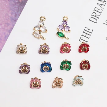 Retro medi vykladané zirkón mini kvet Joker prívesok diy handmade šperky, náušnice, náhrdelník príslušenstvo materiály