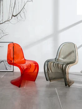 Moderné Transparentné Jedálenské Stoličky akryl Kreatívny Dizajn reštaurácia Nábytok, luxusné plastové Relaxačné Čaká Stoličky S-typ sedadiel
