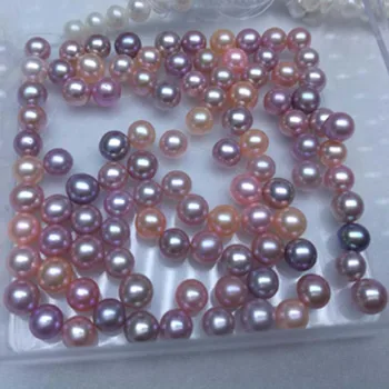 množstvo 50 ks vysoký lesk svetlých farbách 7.5-8.5 mm kolo zmiešané sladkovodné perly voľné korálky