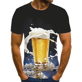 Nové Pivo Vzor 3d Vytlačené pánske T-shirt Fashion Street Party Vtipné O-krku Športové Priedušná-Krátke rukávy Top Fitness