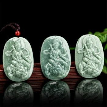 Mai Chuang/Ručne Vyrezávané/Jade Manjushri Buddha Emerald Náhrdelník S Príveskom Elegantné Módne Osobnosti Šperky Muži Ženy Pár Darček