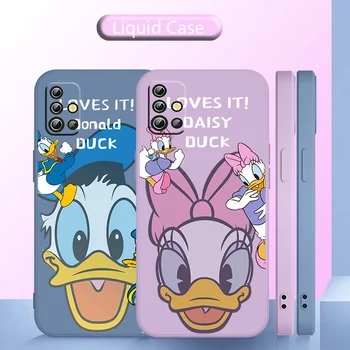 Disney Veľkú Hlavu Donald Duck Telefón Prípade Kvapalných Lano Pre OPPO Reno 7 6 SE Z Nájsť X5 X3 X2 Neo Lite Pro Luxusné Silikónové Mäkké Späť