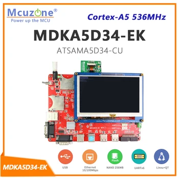 ATSAMA5D34 MDKA5D34-EK, 536MHz Cortex-A5 PROCESOR, 256MB DDR2, 256MB NAND,HS USB, ISI(OV2640), Linux 4.9