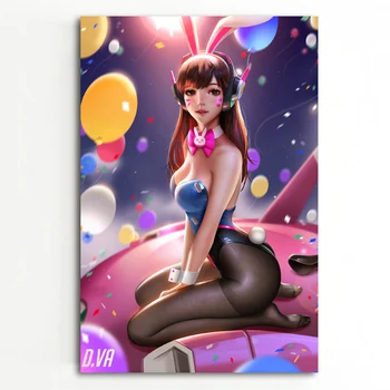 Anime Girl Hra D. Va Bunny Dievča Wall Art Obraz Plagáty a Vytlačí Plátno Umenie Obrazy Pre Izba Dekor